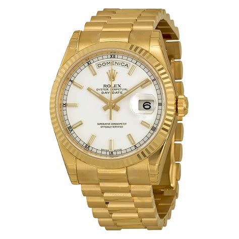 rolex daydate yellow gold white dial|rolex presidential 40mm white gold.